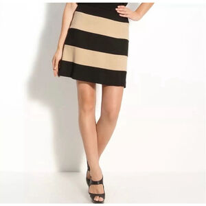 Kate Spade Clemonce Black Tan Striped Mini Skirt Career Cocktail Elegant Size 0